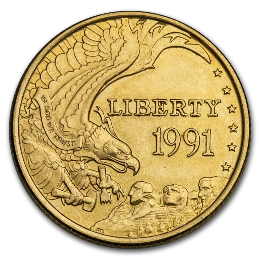 1991-W Gold $5 Commem Mount Rushmore BU (Capsule Only)
