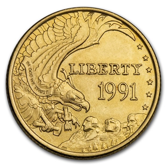 1991-W Gold $5 Commem Mount Rushmore BU (Capsule Only) 1991-W Gold $5 Commem Mount Rushmore BU (Capsule Only)