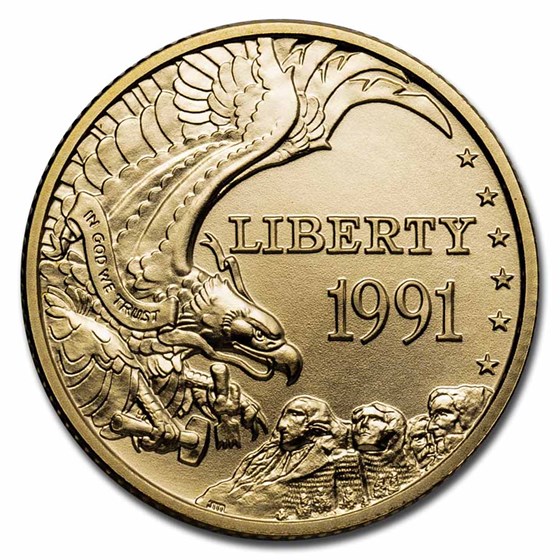 1991-W Gold $5 Commem Mount Rushmore BU (w/Box & COA) 1991-W Gold $5 Commem Mount Rushmore BU (w/Box & COA)