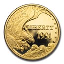 1991-W Gold $5 Commem Mount Rushmore Proof (Capsule Only)