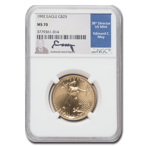 1992 1/2 oz American Gold Eagle MS-70 NGC (Moy) 1992 1/2 oz American Gold Eagle MS-70 NGC (Moy)