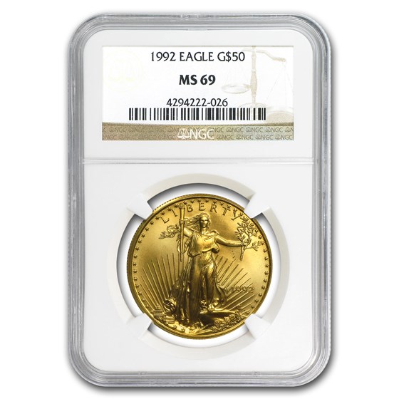 1992 1 oz American Gold Eagle MS-69 NGC 1992 1 oz American Gold Eagle MS-69 NGC