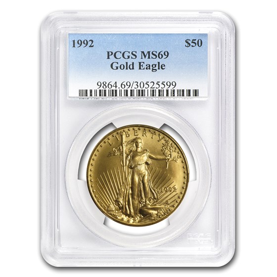 1992 1 oz American Gold Eagle MS-69 PCGS 1992 1 oz American Gold Eagle MS-69 PCGS