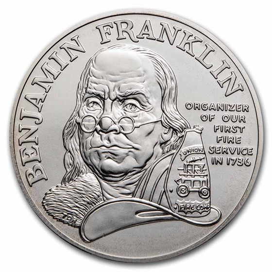 1992 1 oz Silver Ben Franklin Firefighter Medal BU (Capsule Only) 1992 1 oz Silver Ben Franklin Firefighter Medal BU (Capsule Only)