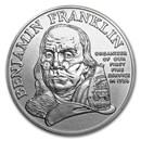 1992 1 oz Silver Ben Franklin Firefighters Medal Commem BU