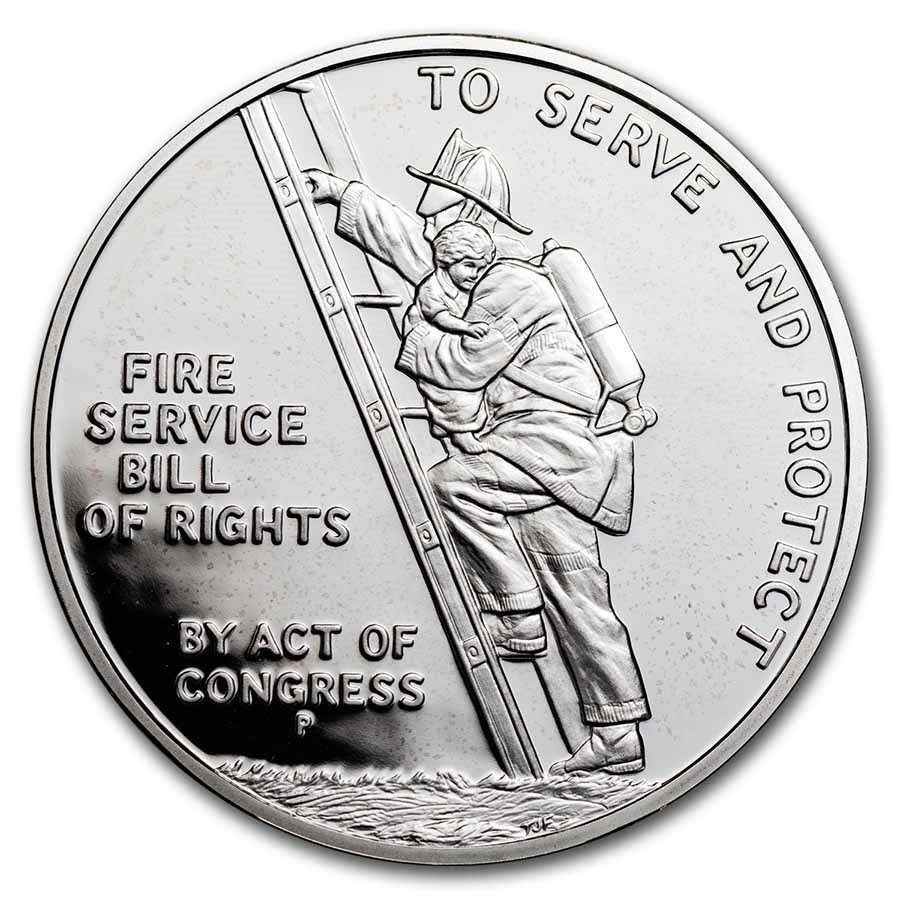 1992 1 oz Silver Ben Franklin Firefighters Medal Proof (Capsule)