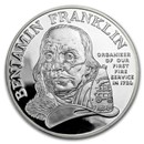 1992 1 oz Silver Ben Franklin Firefighters Medal Proof