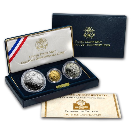 1992 3-Coin Commem Columbus Quincentenary Prf Set (w/Box & COA) 1992 3-Coin Commem Columbus Quincentenary Prf Set (w/Box & COA)