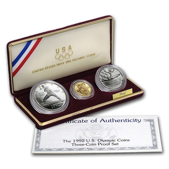 1992 3-Coin Commem Olympic Proof Set (w/Box & COA) 1992 3-Coin Commem Olympic Proof Set (w/Box & COA)