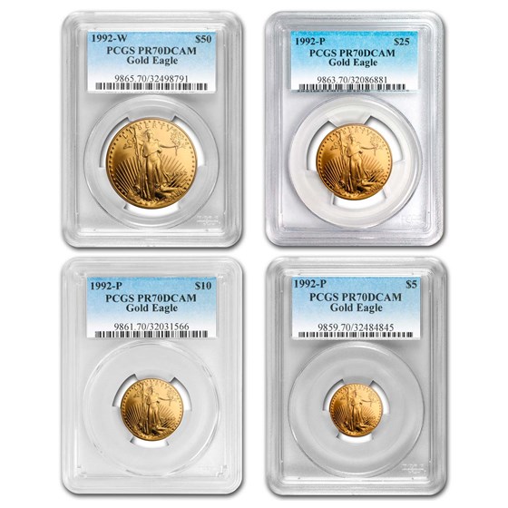 1992 4-Coin Proof American Gold Eagle Set PR-70 PCGS 1992 4-Coin Proof American Gold Eagle Set PR-70 PCGS