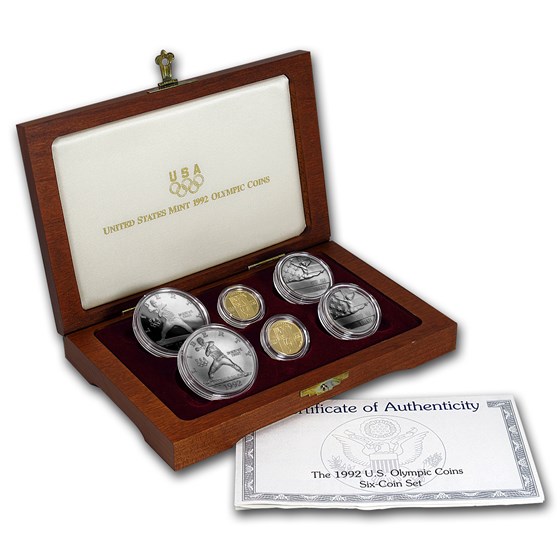 1992 6-Coin Commem Olympic Set BU & Proof (w/Box & COA) 1992 6-Coin Commem Olympic Set BU & Proof (w/Box & COA)