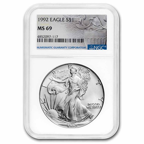 1992 American Silver Eagle MS-69 NGC (Flag Holder) 1992 American Silver Eagle MS-69 NGC (Flag Holder)
