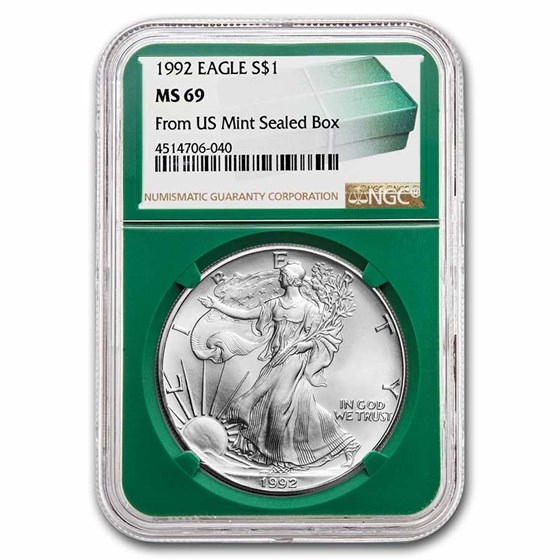 1992 American Silver Eagle MS-69 NGC (Green Holder)