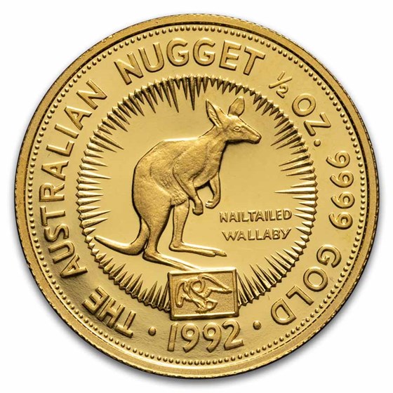 1992 Australia 1/2 oz Proof Gold Nugget with Eagle Privy 1992 Australia 1/2 oz Proof Gold Nugget with Eagle Privy