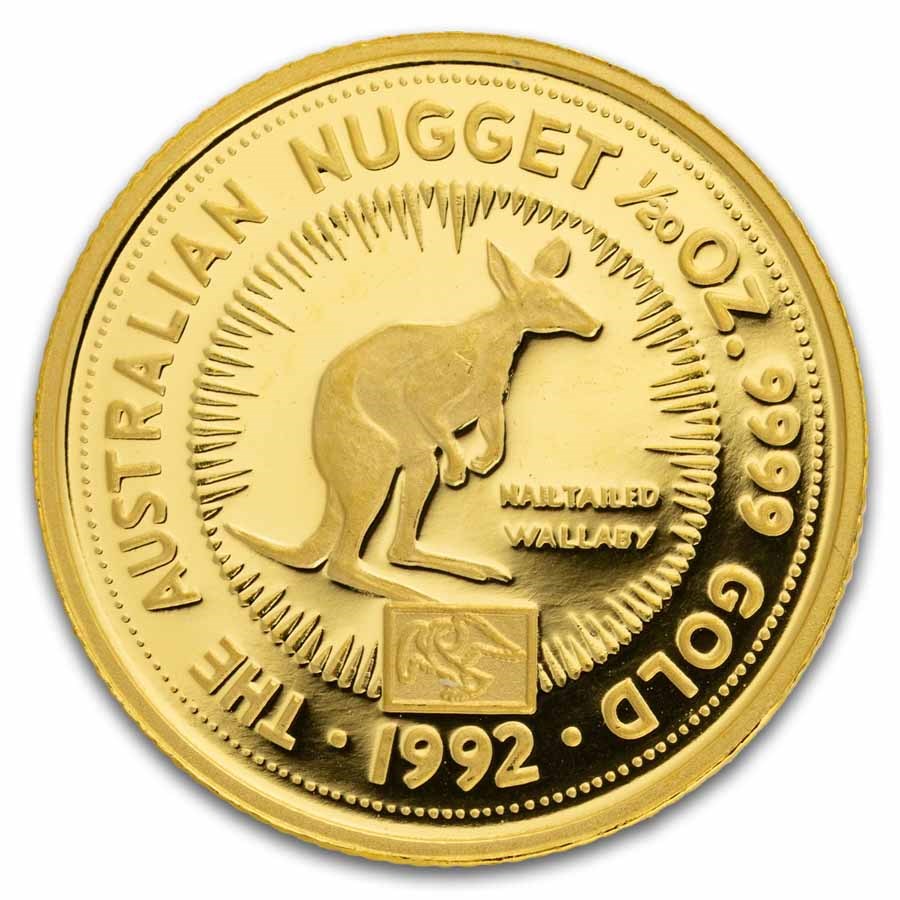 1992 Australia 1/20 oz Gold Nugget Eagle Privy Proof