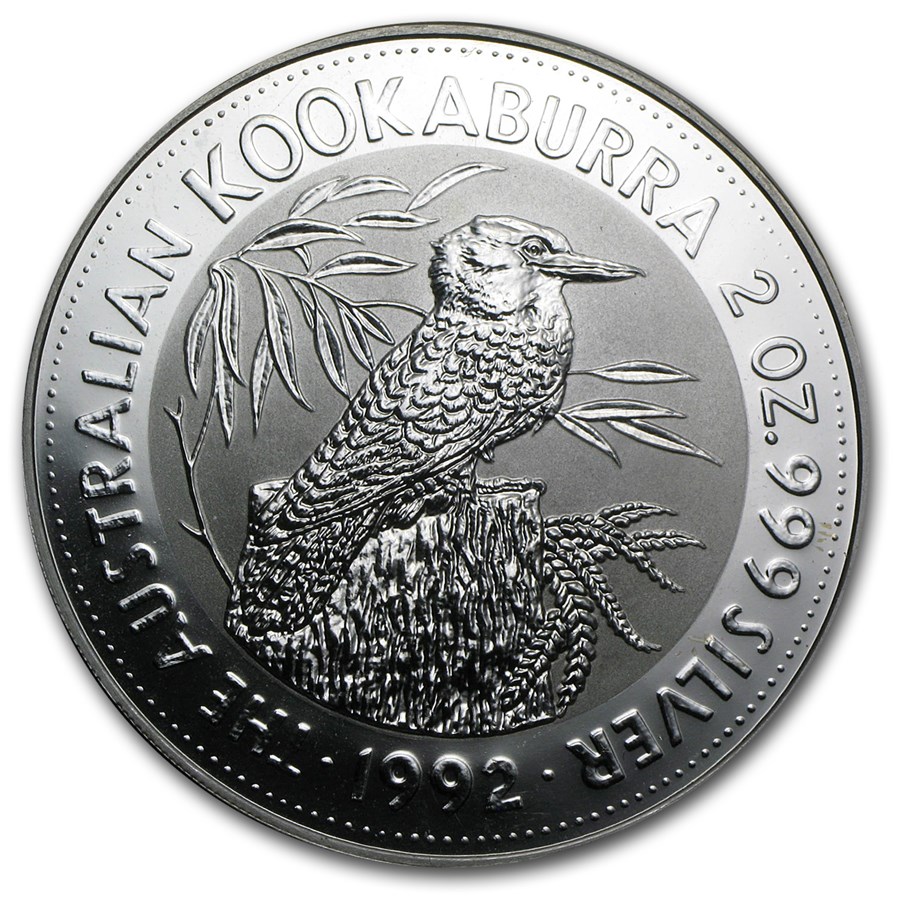 1992 Australia 2 oz Silver Kookaburra BU