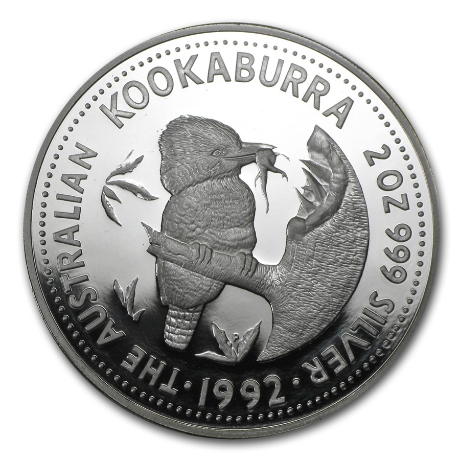 1992 Australia 2 oz Silver Kookaburra Proof