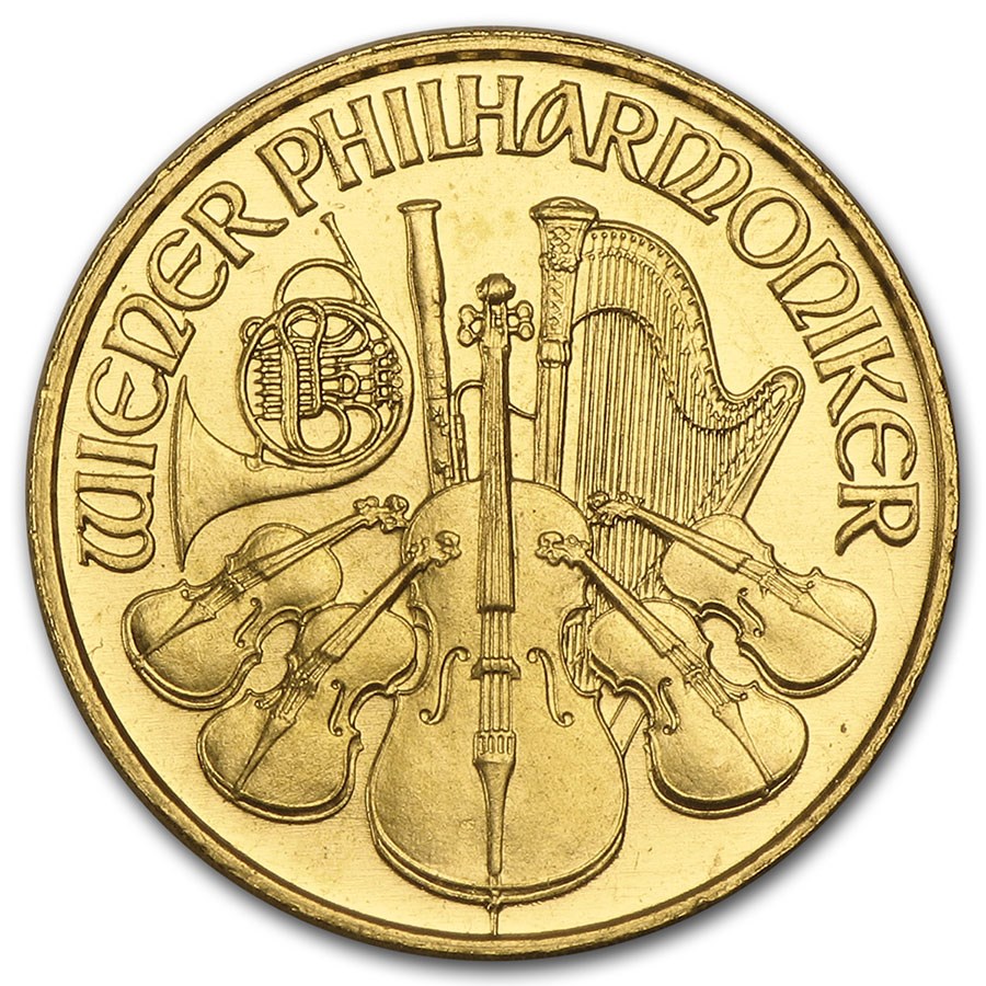 1992 Austria 1/10 oz Gold Philharmonic BU