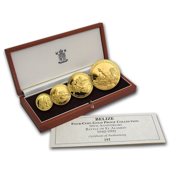 1992 Belize 4-Coin Gold Battle of El Alamein Proof Set 1992 Belize 4-Coin Gold Battle of El Alamein Proof Set