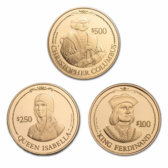 1992 British Virgin Islands 3-Coin Gold Columbus Proof Set 1992 British Virgin Islands 3-Coin Gold Columbus Proof Set