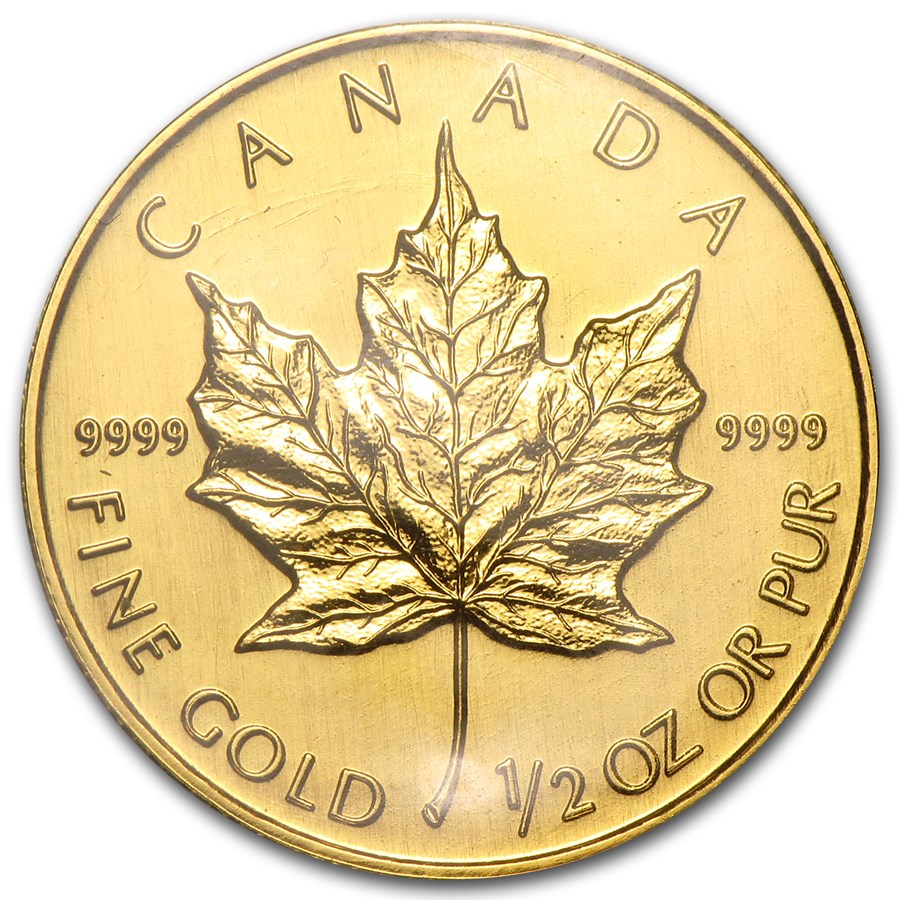 1992 Canada 1/2 oz Gold Maple Leaf BU