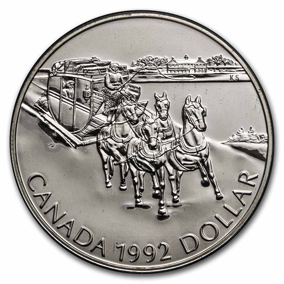 1992 Canada Silver Dollar BU (Stagecoach Kingston-York) 1992 Canada Silver Dollar BU (Stagecoach Kingston-York)