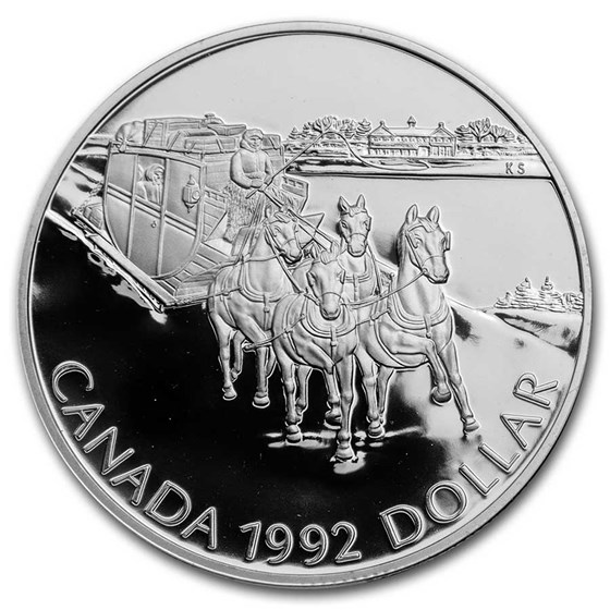 1992 Canada Silver Dollar Proof (Stagecoach Kingston-York w/OGP) 1992 Canada Silver Dollar Proof (Stagecoach Kingston-York w/OGP)