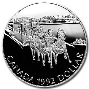 1992 Canada Silver Dollar Proof (Stagecoach Kingston-York)