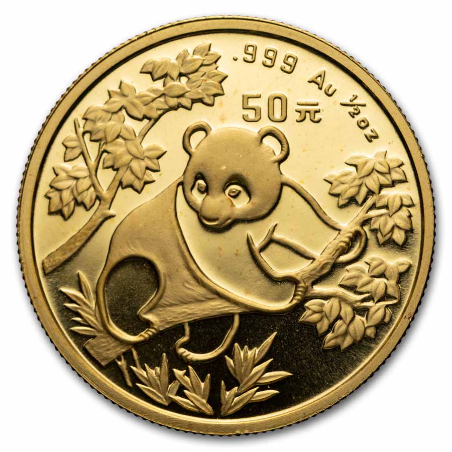 1992 China 1/2 oz Gold Panda BU Not Sealed