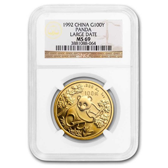 1992 China 1 oz Gold Panda Large Date MS-69 NGC 1992 China 1 oz Gold Panda Large Date MS-69 NGC