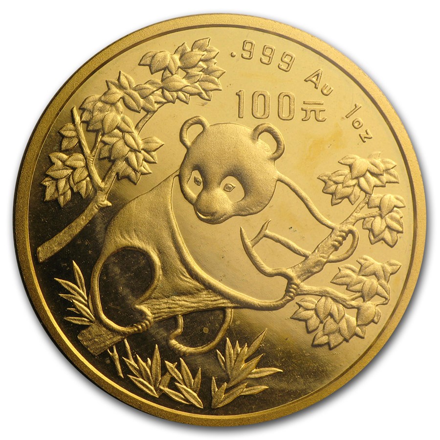 1992 China 1 oz Gold Panda Small Date BU (Sealed)