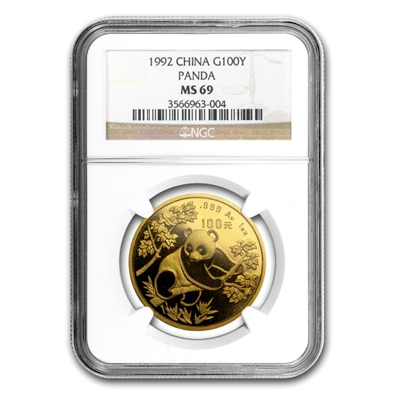 1992 China 1 oz Gold Panda Small Date MS-69 NGC 1992 China 1 oz Gold Panda Small Date MS-69 NGC