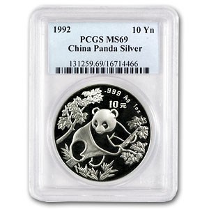 1992 China 1 oz Silver Panda MS-69 PCGS (Large Date) 1992 China 1 oz Silver Panda MS-69 PCGS (Large Date)