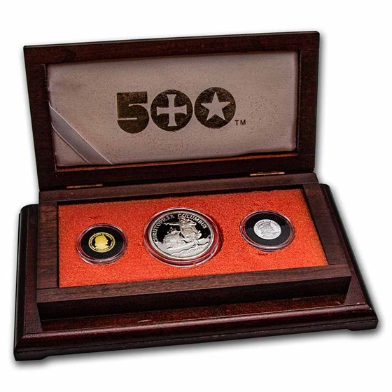 1992 Columbus Quincentern (3 Pc Proof Gold Platinum & Silver Set) 1992 Columbus Quincentern (3 Pc Proof Gold Platinum & Silver Set)