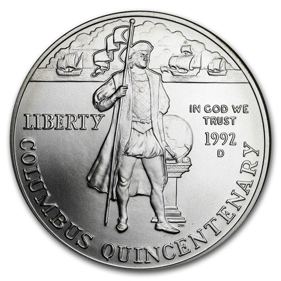 1992-D Columbus Quincentenary $1 Silver Commem BU (w/Box & COA) 1992-D Columbus Quincentenary $1 Silver Commem BU (w/Box & COA)