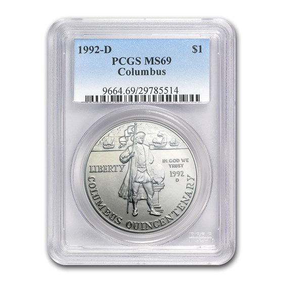 1992-D Columbus Quincentenary $1 Silver Commem MS-69 PCGS 1992-D Columbus Quincentenary $1 Silver Commem MS-69 PCGS