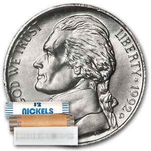 1992-D Jefferson Nickel 40-Coin Roll BU 1992-D Jefferson Nickel 40-Coin Roll BU