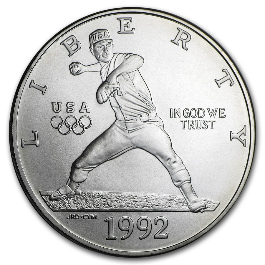 1992-D Olympic Baseball $1 Silver Commem BU (w/Box & COA)