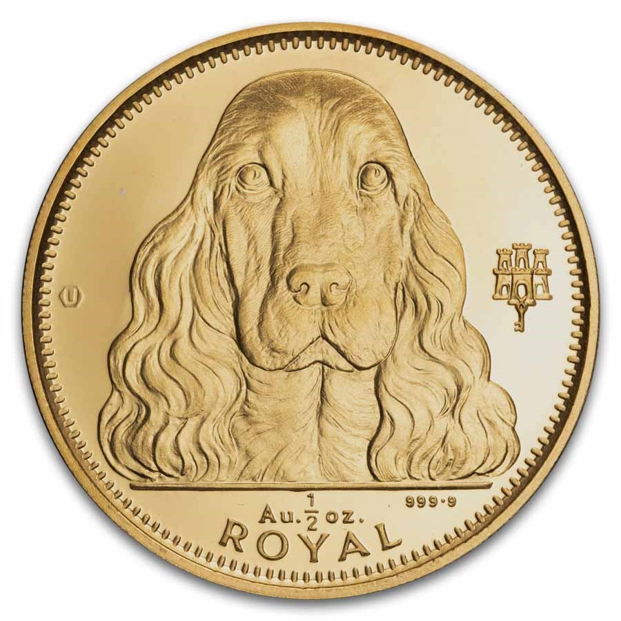 1992 Gibraltar 1/2 oz Gold Royal Cocker Spaniel Proof
