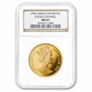 1992 Gibraltar 1 oz Gold Royal Cocker Spaniel MS-67 NGC