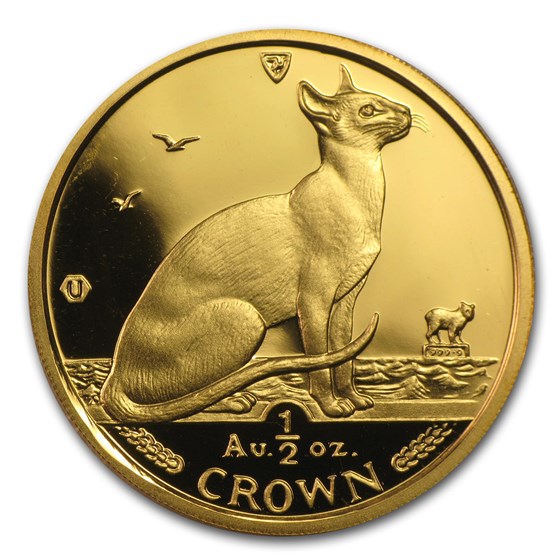 1992 Isle of Man 1/2 oz Gold Siamese Cat