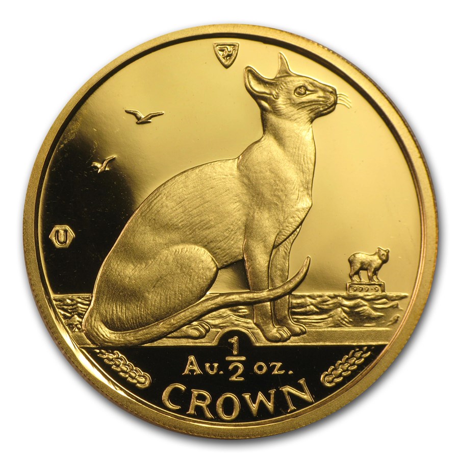 1992 Isle of Man 1/2 oz Gold Siamese Cat
