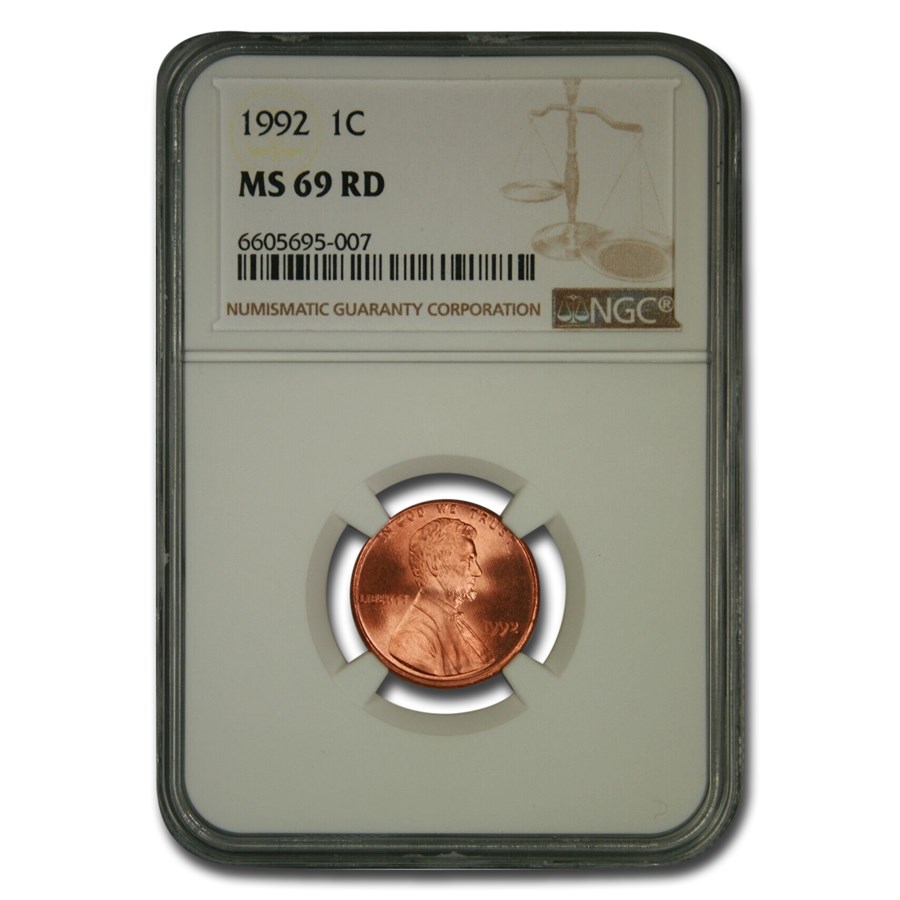 1992 Lincoln Cent MS-69 NGC (Red)