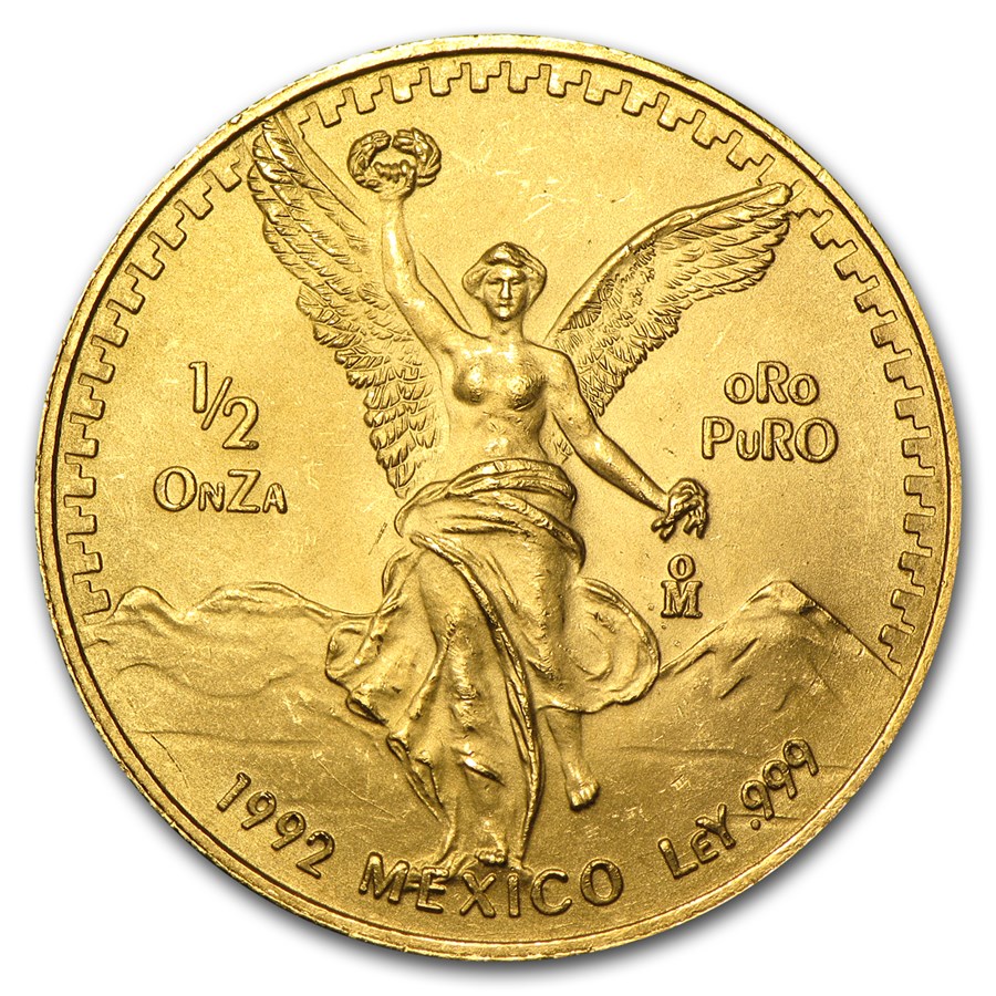 1992 Mexico 1/2 oz Gold Libertad BU