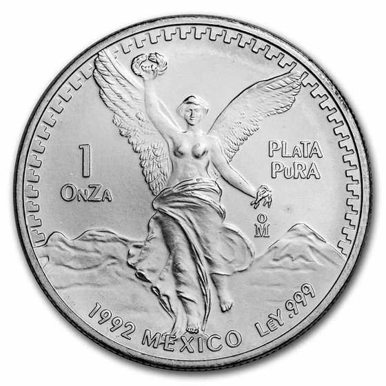 1992 Mexico 1 oz Silver Libertad BU (Abrasions)