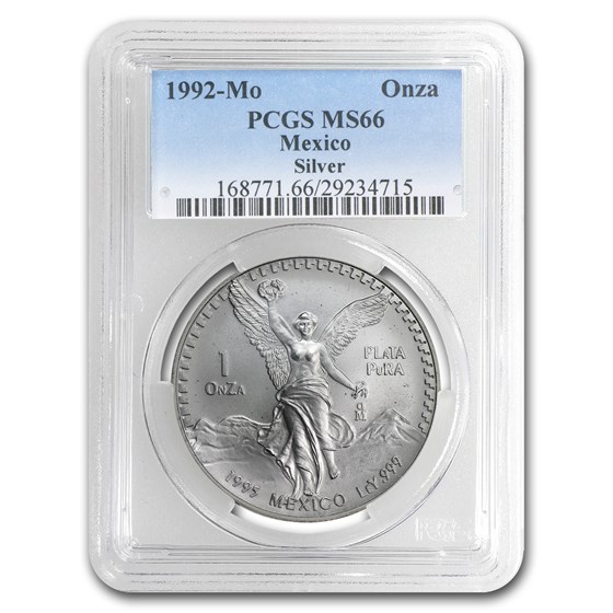 1992 Mexico 1 oz Silver Libertad MS-66 PCGS 1992 Mexico 1 oz Silver Libertad MS-66 PCGS