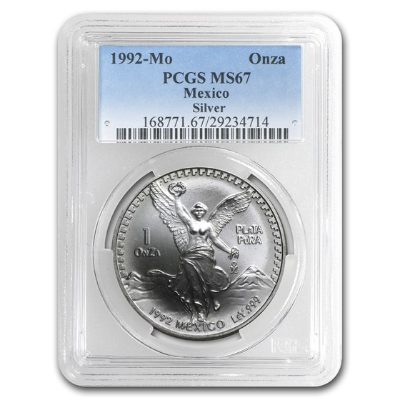 1992 Mexico 1 oz Silver Libertad MS-67 PCGS 1992 Mexico 1 oz Silver Libertad MS-67 PCGS