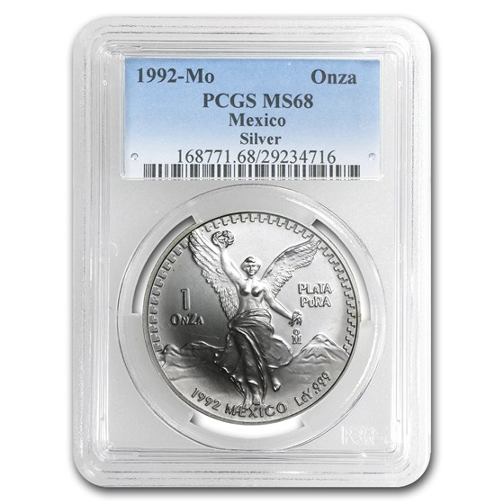 1992 Mexico 1 oz Silver Libertad MS-68 PCGS 1992 Mexico 1 oz Silver Libertad MS-68 PCGS