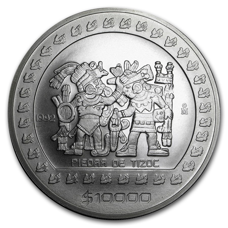 1992 Mexico 5 oz Silver 10,000 Pesos BU