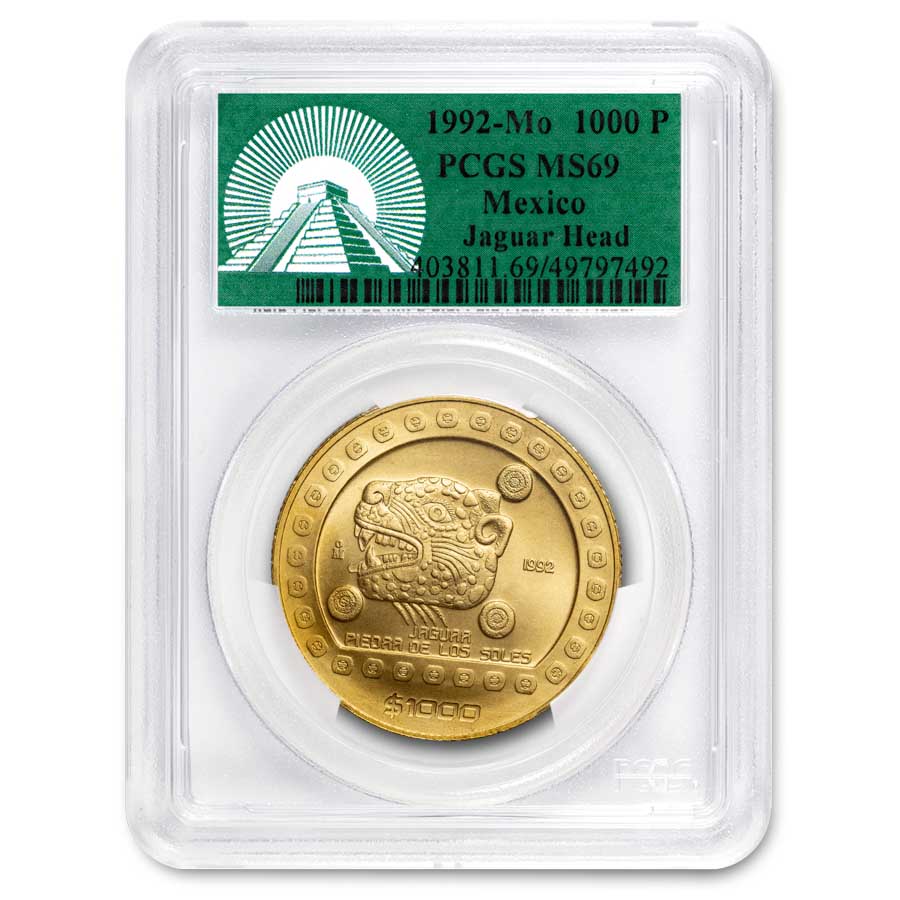 1992-Mo Mexico Gold 1000 Pesos Jaguar MS-69 PCGS